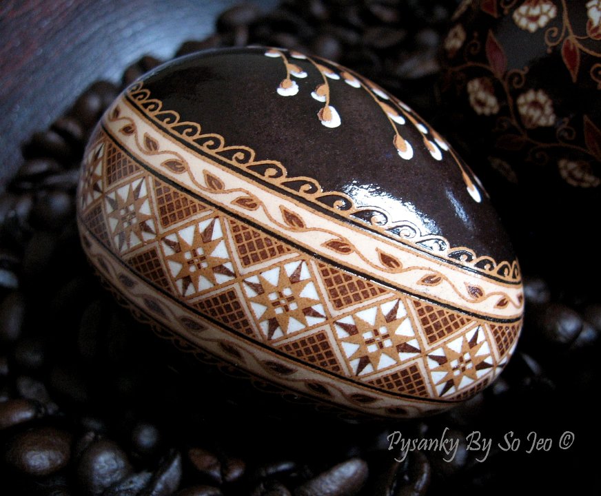 Pussywillows Etched Brown Ukrainian Easter Egg Pysanky By So Jeo